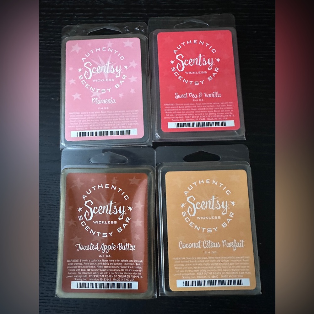 Retired Scentsy Bars Plumeria, Sweet Pea Vanilla, Toasted Apple Butter, Coconut